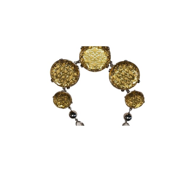 Gold-Tone Statement Necklace With Intricate Floral Swirls & Adjustable Chain - Picture 7 of 12